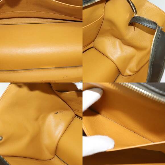 CELINE Trapeze Hand Bag Leather Navy Gold - Picture 12 of 13